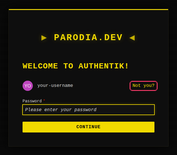 The password step, with "Not you?" highlighted